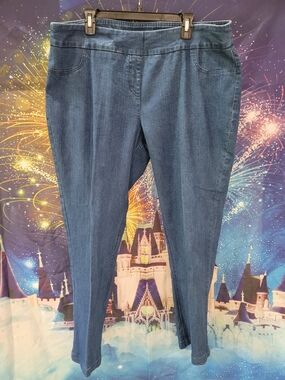 Slimsation By Multiples Medium Blue Pull-On Ankle Pants